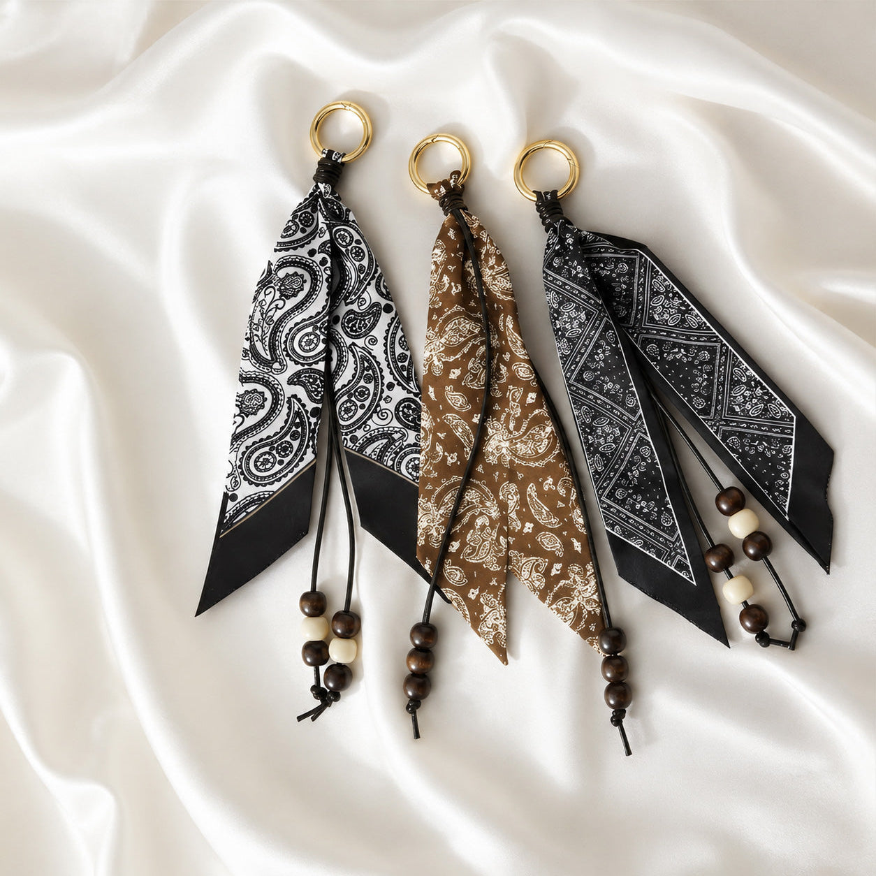 Assorted paisley scarf bag charms