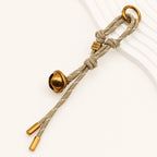 Beige polyester rope bell bag charm