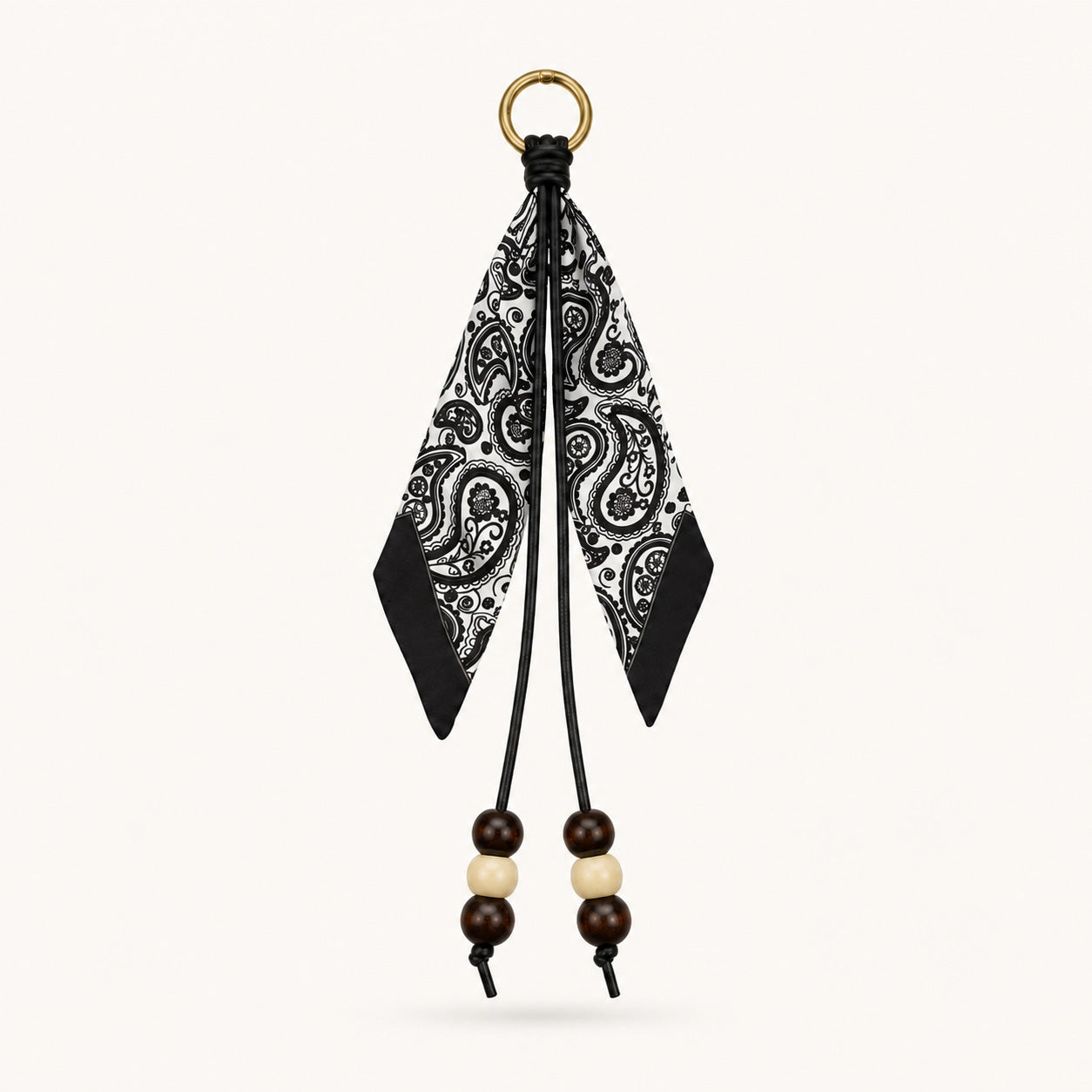 Monochrome paisley scarf bag charm