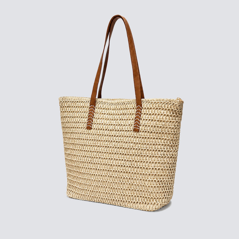 The Mykonos Zip Straw Tote