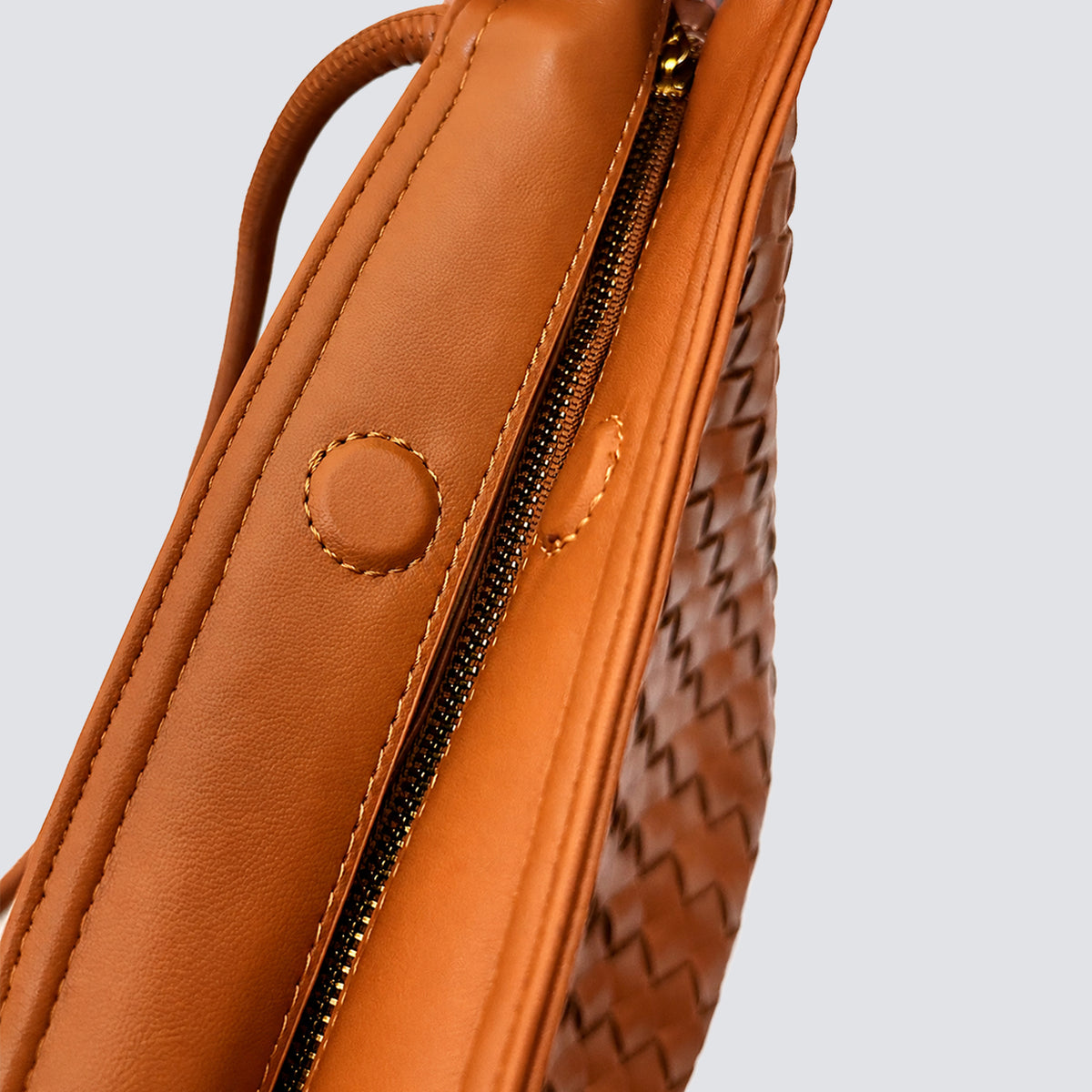 The Cognac Woven Bucket Bag
