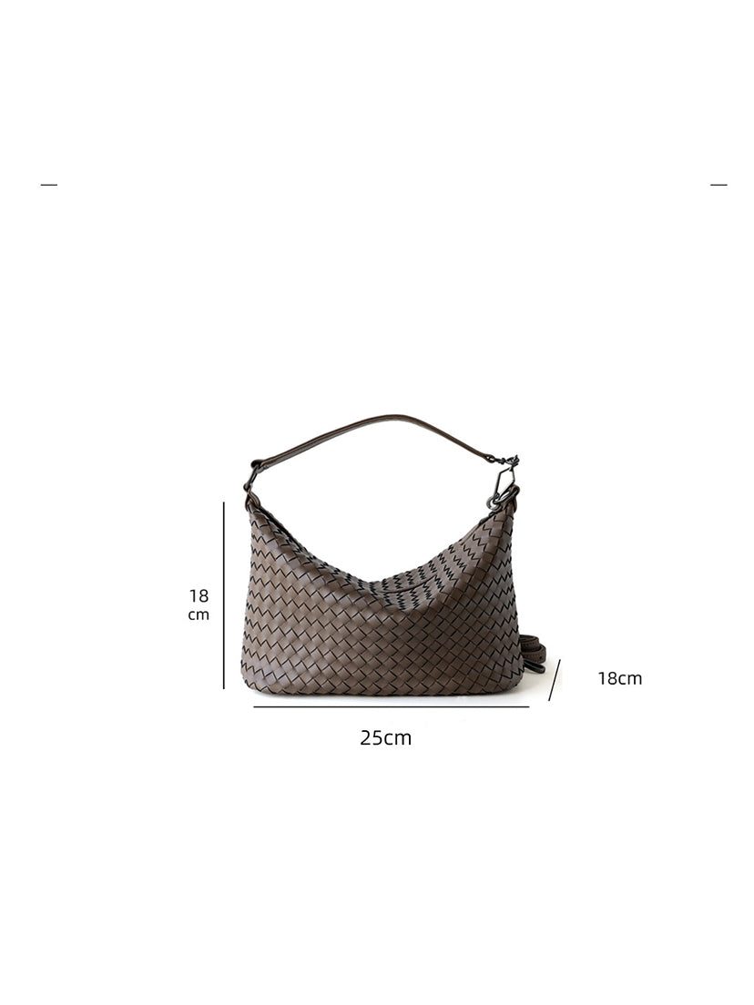 Dimension guide for genuine leather woven hobo bag