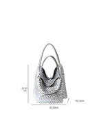 Dimension guide for The Geometric woven vegan leather tote bag