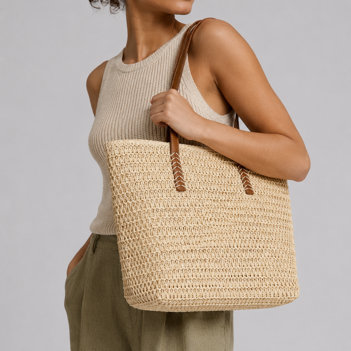 The Mykonos Zip Straw Tote