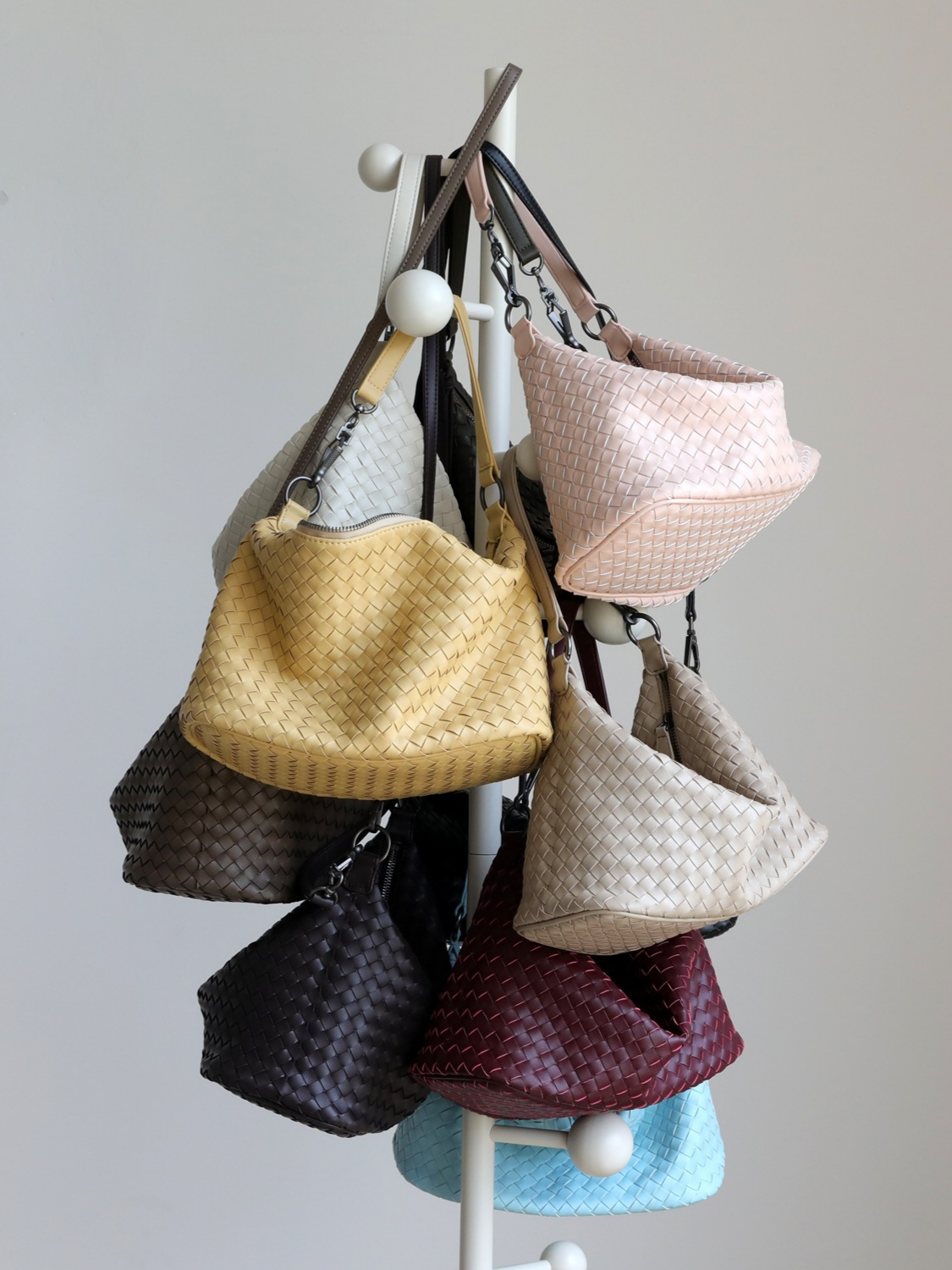 Multi-color collection of genuine leather woven crossbody hobo bags