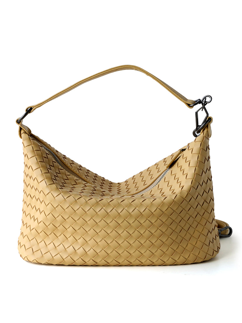 Mustard yellow genuine leather shoulder bag