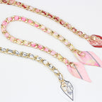 Collection of silk woven replacement bag chains in pink and red patterns