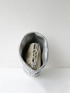 Woven vegan leather tote bag with independent canvas inner pouch